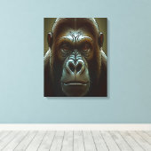 Ape Mountain Gorilla Fun Face Black Canvas Afdruk (Insitu (Houten vloer))