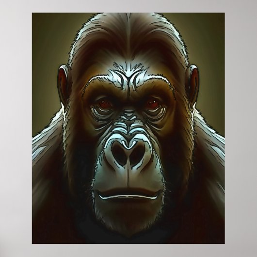 Ape Mountain Gorilla Fun Face Black Poster (Voorkant)