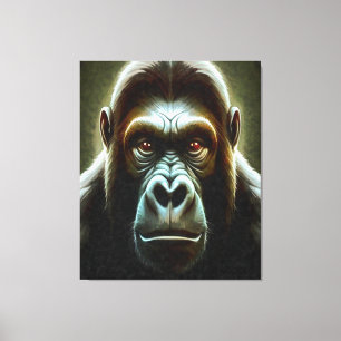 Ape Mountain Gorilla Fun Face Character Portret Canvas Afdruk