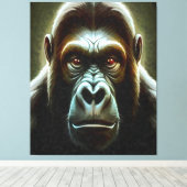 Ape Mountain Gorilla Fun Face Character Portret Canvas Afdruk (Insitu (Houten vloer))