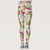 Apen Bananen Roze Harten Bloemen Leggings (Voorkant)