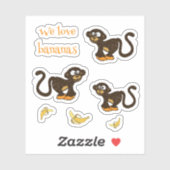 Apen en bananen sticker (Vel)