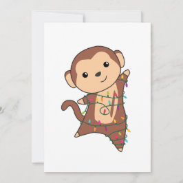 Apen Kerstmis Sneeuw Winter Dieren Apen Feestdagenkaart