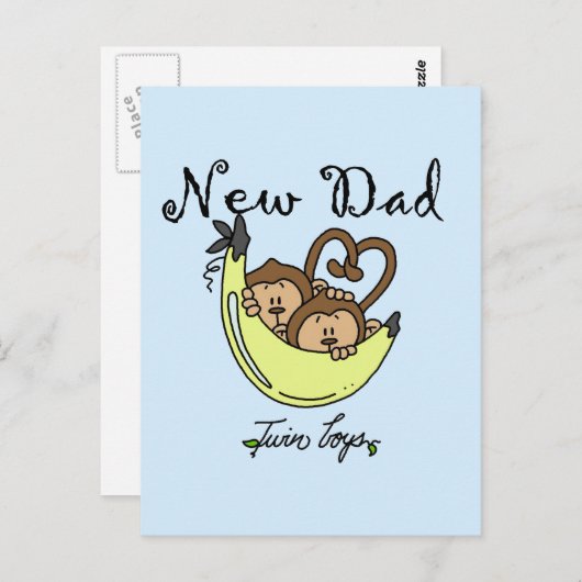 apen Papa van Twin Boys Tshirts en cadeautjes Briefkaart (Voorkant / Achterkant)