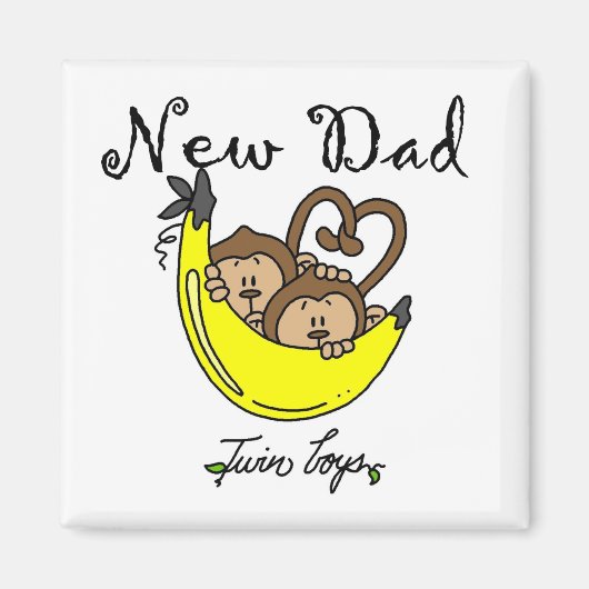 apen Papa van Twin Boys Tshirts en cadeautjes Magneet (Voorkant)