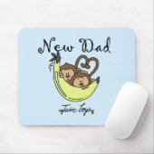 apen Papa van Twin Boys Tshirts en cadeautjes Muismat (Met muis)
