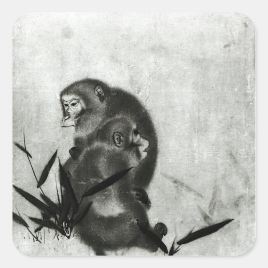 apen vierkante sticker (Voorkant)