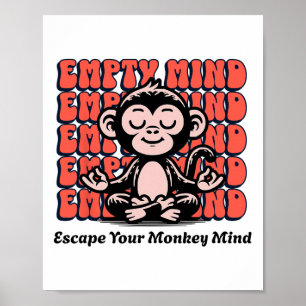 Apengeest, Mediterende Chimpansee, Beginners Yoga Poster