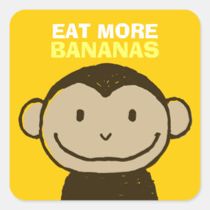 apengezicht   Eet meer bananen Vierkante Sticker