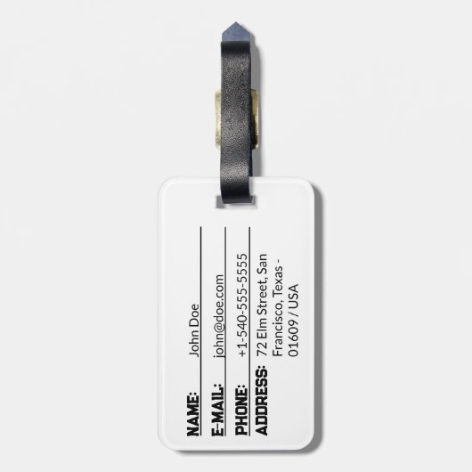 apenkop bagagelabel (Achterkant verticaal)