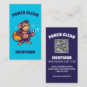Apenkracht schoonmaken met QR-code Visitekaartje