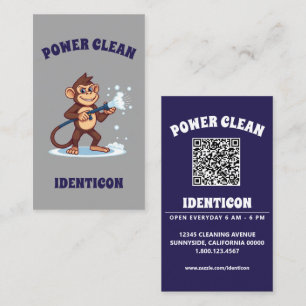 Apenkracht schoonmaken met QR-code Visitekaartje