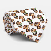 Apenpatroon ontwerp wit stropdas (Opgerold)