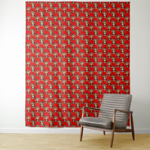 Apenpatroonontwerp Rood Wandkleed