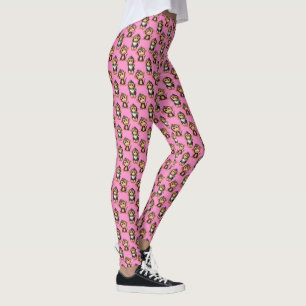 Apenpatroonontwerp Roze Leggings