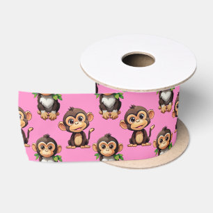 Apenpatroonontwerp Roze Lint