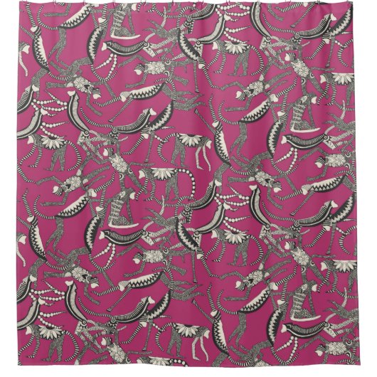 apenroze douchegordijn (Voorkant)