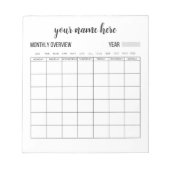 Aperçu mensuel personnalisé Bloc-notes (Devant)