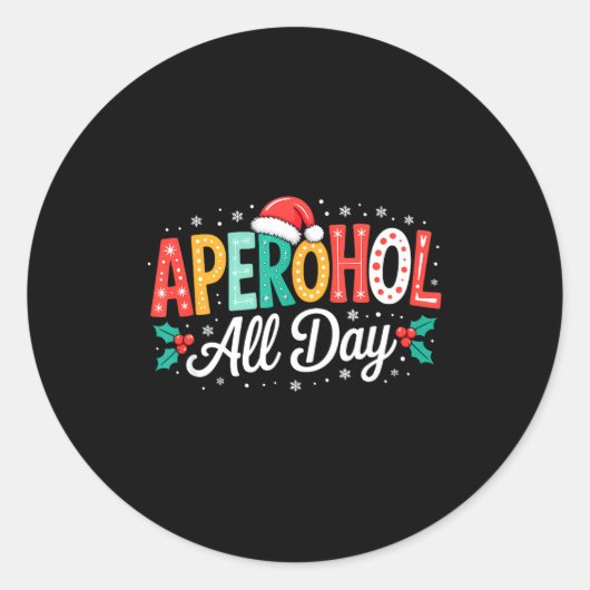 Aperohol All Day - Funny Christmas Spritz Ronde Sticker (Voorkant)