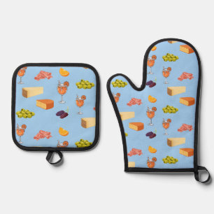 Aperol en Kaas Patroon Ovenwant & Pannenlap Set