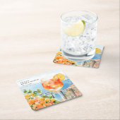 Aperol Spritz Amalfi Bruiloftsfeest Vierkante Kartonnen Onderzetter (Insitu)