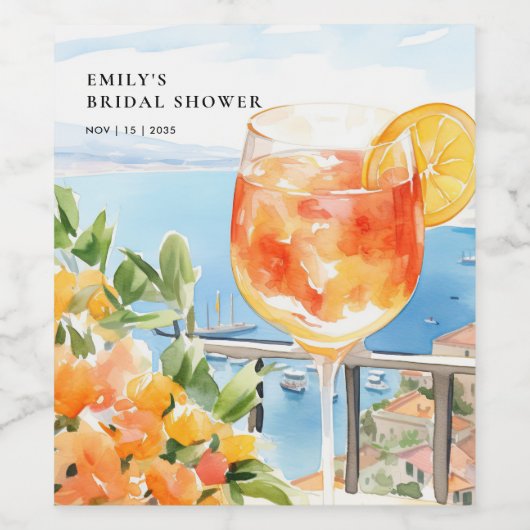 Aperol Spritz Amalfi Bruiloftsfeest Wijn Etiket (Enkel label)