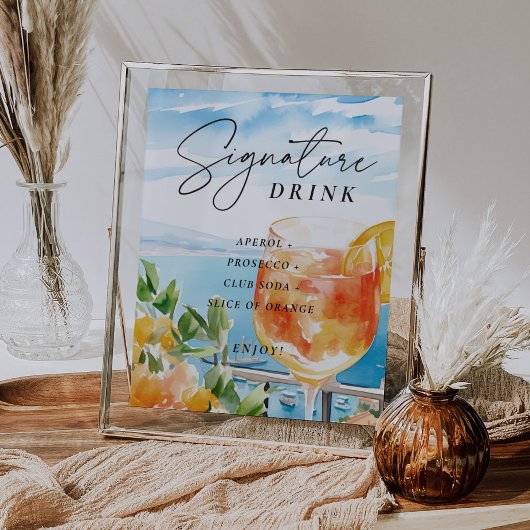 Aperol Spritz Amalfi Teken Handtekening Drink Poster