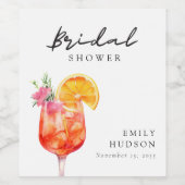 Aperol Spritz Bloemenge Bruidsborrel Wijn Etiket (Enkel label)