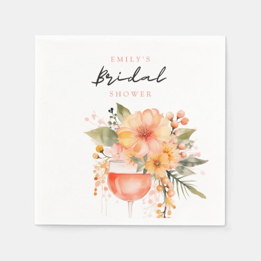 Aperol Spritz Bloemig Bruidsfeest Servet (Voorkant)