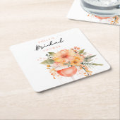 Aperol Spritz Bloemige Bruidsbruiloft Vierkante Kartonnen Onderzetter (Schuin)