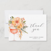 Aperol Spritz Bloemige Bruiloft Bedankkaart (Voorkant)