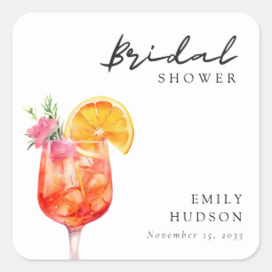 Aperol Spritz Bloemige Bruiloftsborrel Vierkante Sticker