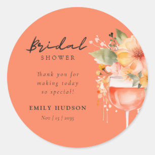 Aperol Spritz Bloemrijke Bruidsdouche Ronde Sticker