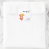 Aperol Spritz Bloemrijke Bruidsuitnodiging Vierkante Sticker (Tas)