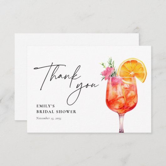 Aperol Spritz Bloemrijke Bruiloftssalon Bedankkaart (Voorkant / Achterkant)