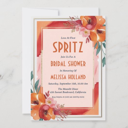 Aperol Spritz Bruids Douche Uitnodigingen (Voorkant)
