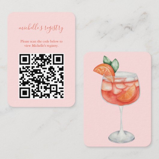 Aperol Spritz Bruidsdouche Details QR-code Informatiekaartje (Voorkant / Achterkant)