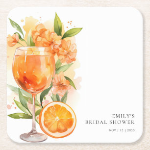 Aperol Spritz Bruidsfeest Vierkante Kartonnen Onderzetter
