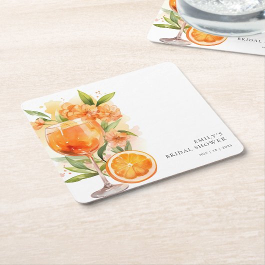 Aperol Spritz Bruiloftsfeest Vierkante Kartonnen Onderzetter (Schuin)