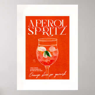 Aperol Spritz Cocktail Big Oranje glas Poster