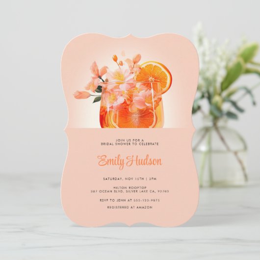 Aperol Spritz Cocktail Bridal Douche Invitation (Debout devant)