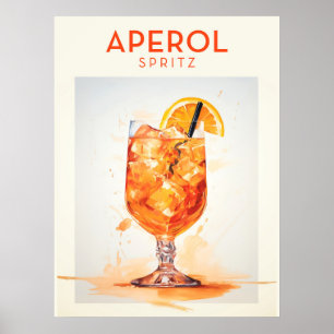 Aperol Spritz Cocktail Retro Poster