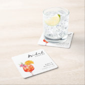Aperol Spritz Floral Vrijgezellenfeest Vierkante Kartonnen Onderzetter (Insitu)