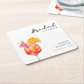 Aperol Spritz Floral Vrijgezellenfeest Vierkante Kartonnen Onderzetter (Schuin)