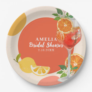 Aperol spritz Liefde bij eerste spritz Vrijgezelle Papieren Bordje