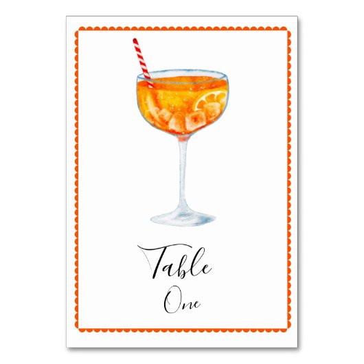 Aperol Spritz Number Table Card Kaart (Voorkant)
