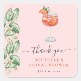 Aperol Spritz Oranje Bruiloftsfeest Vierkante Sticker