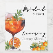 Aperol Spritz Oranje Moderne Bruidsdouche Wijn Etiket (Enkel label)