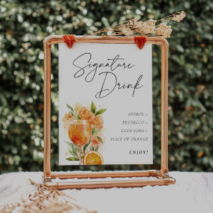 Aperol Spritz Sign Signature Drink Bridal Shower Poster