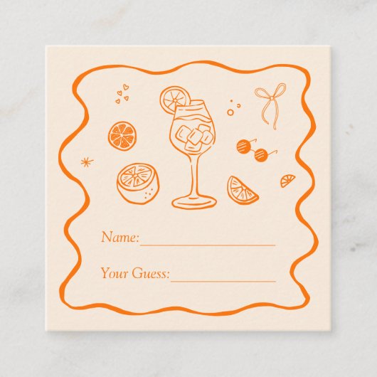 Aperol Spritz Vrijgezellenfeest Raad eens hoeveel Informatiekaartje (Voorkant)